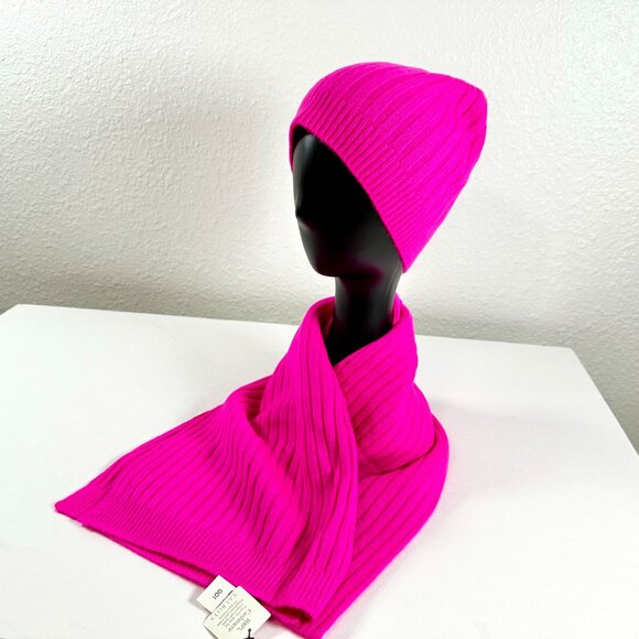 Talbots 100% Cashmere Rib Knit Scarf – Neon Pink, NWT - Picture 4 of 4